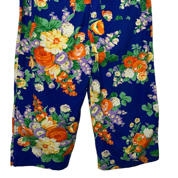 Ralph Lauren Lauren Floral Print Capri Pant wide leg Bright Size 10 - Picture 8 of 11